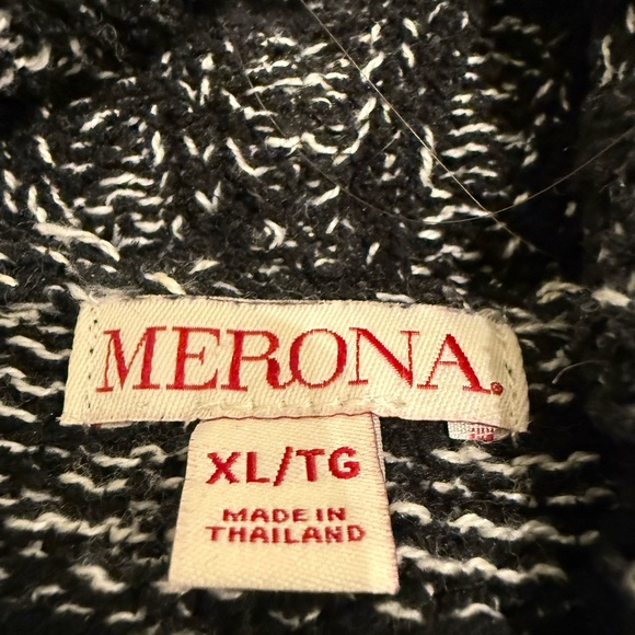Merona Women’s Long Sleeve Cardigan Sweater jacket Knit black/ white - Picture 15 of 17